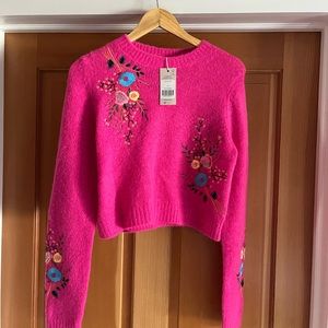 Boden cropped hot pink sweater size medium new with tags